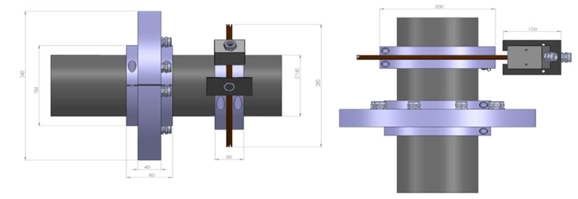 [Translate to French:] Installation example for the telemetry modules and the coils for signal transmission and power supply